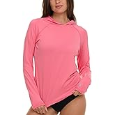 Champion Rash Guard for Women with Hood, Long Sleeve Hoodie Swim Shirts for Women, Quick Dry UPF 50+ SPF Sun & UV Protection