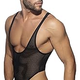 MioCloth Men's Leotard Bodysuit Mesh Undershirt Sleeveless Sheer Jumpsuit Thong One-Piece Underwear Party Clubwear