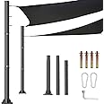 Thickening 2.0mm Sun Shade Sail Poles - 10ft Outdoor Removable Sunshade Support Post Heavy Duty Canopy Awning Shade Cloth Metal Pole Posts Kit for Outside Backyard Garden Ground - 2 Pack