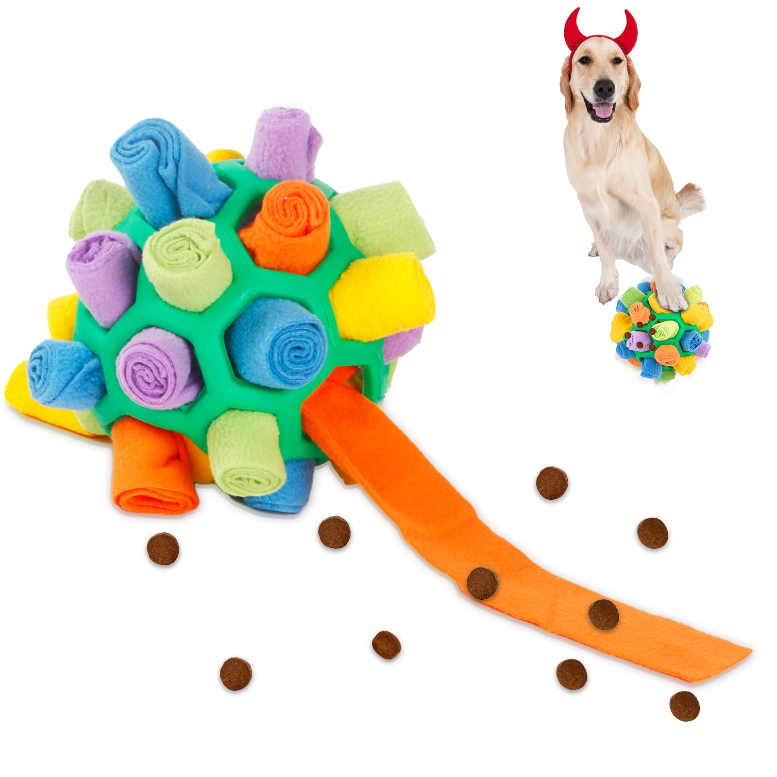 Jetisva Snuffle Ball for Dogs Foraging,Interactive Dog Toys,Dog Enrichment Toy,Soft Dog Treat Ball Dispenser,Dog Puzzle Toy,Dog Brain Stimulating Toys for Small Pet Puppy Intellectual Training, Green