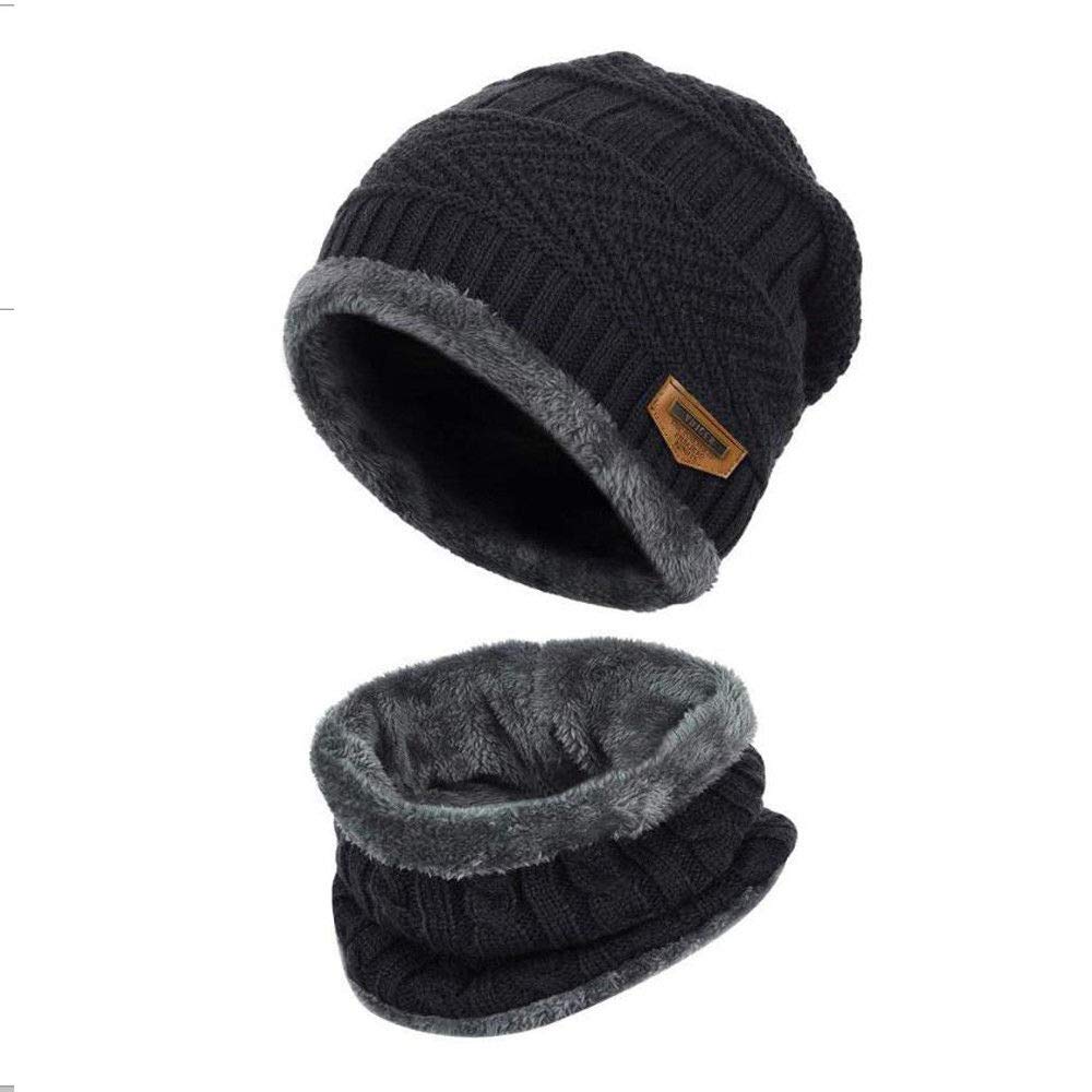 byou Winter Beanie Hat Scarf set, Warm Knitted Hat and Circle Scarf set with Fleece Liner for Unisex Men and Women to Indoors and Outdoor Sports