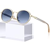 CARFIA Acetate-Metal Frame Round Sunglasses for Women Polarized UV Protection Stylish Designer Eyewear CA1951