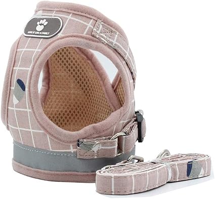Blevet Ajustable Harnais Gilet Rembourréréfléchissant Doux Respirant Confortable Laisse Pour Petit Chien Chiot Mz083 S Pink