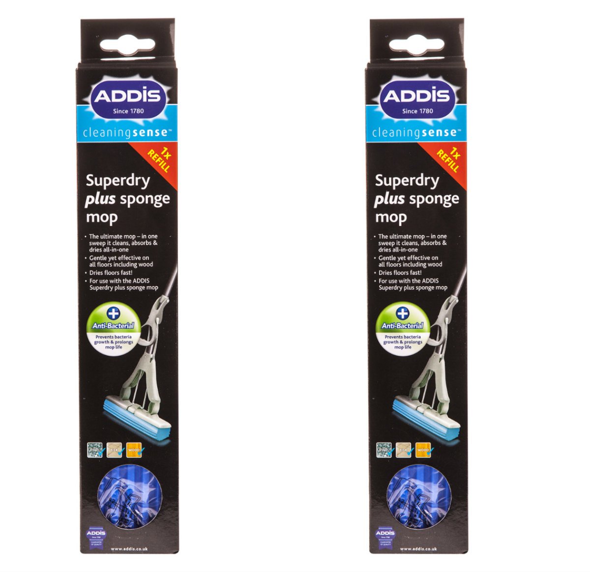 Addis. PVA Sponge Mop Refill, Metallic (2 pc)