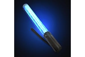 ELLUMIN Traffic Wand, 14-inch Blue Traffic Control Baton with 3 Flashing Modes, Night Safety Signal LED Wand with White LED on Top for Airport Marshaling, Parking, Car Directing, Outdoor Camping.