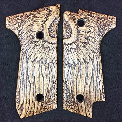 Beretta 92S oak grips - Angel Wings