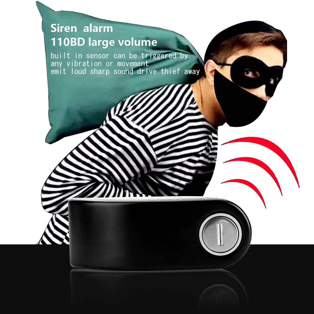 bedee Screamer Motorbike Lock, Anti-thief Motorcycle Alarm Disc Lock Zinc Alloy Heavy Duty Motorbike Bike Bicycle Disc Lock Waterproof 110dB Alarm Sound 6mm Pin Motorcycle Brake Disc Security Disc Lock with 1 Reminder Cable/3 Keys /1 Set Ba