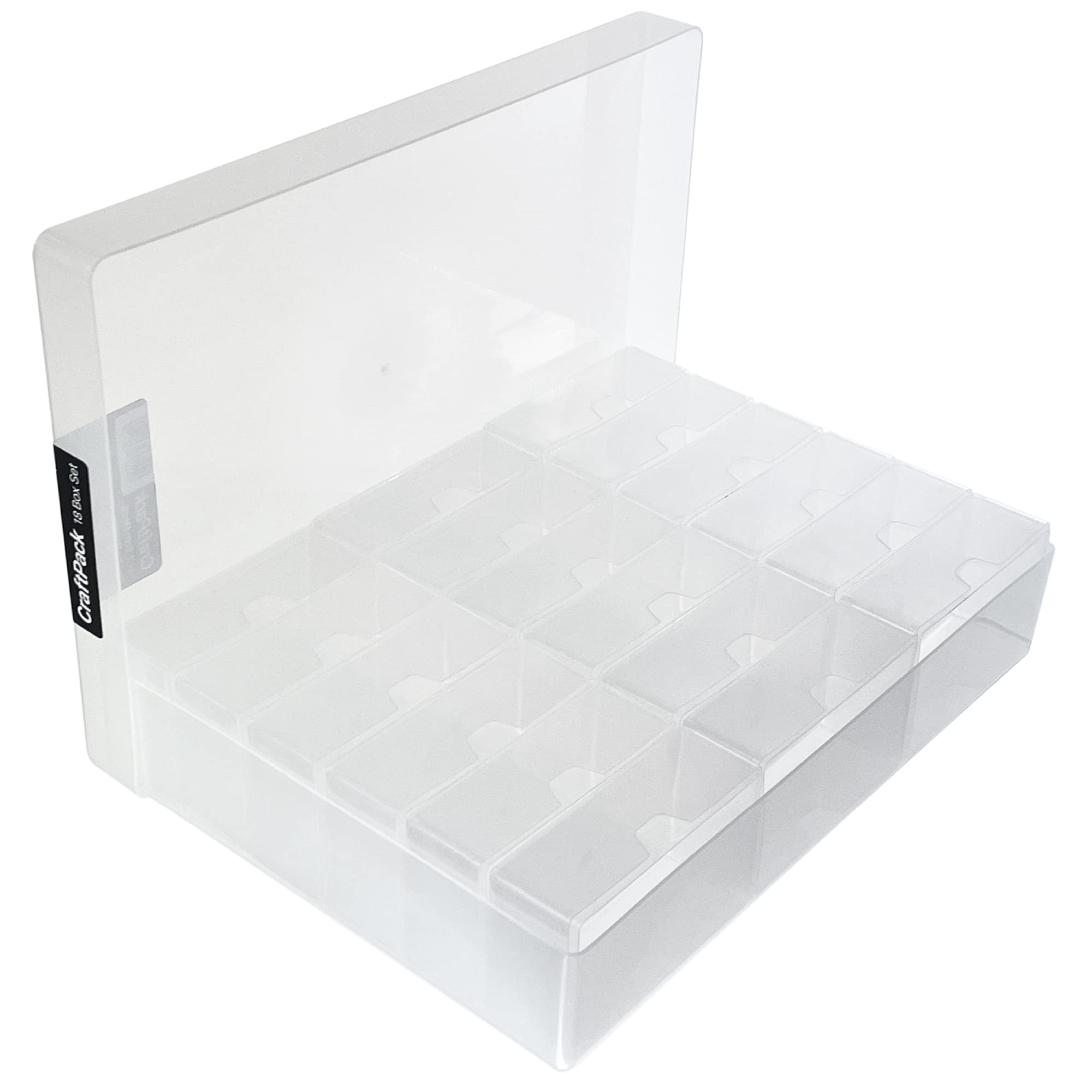 WestonBoxes CraftPack, Small Craft Pack Storage Boxes Multi-Pack for Beads, Jewellery, Sewing, Hobby, Crafts & DIY (Clear, 18 Pack)