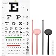 CUALFEC Snellen Eye Exam Chart - 20 Feet, 22x11 Inch with 2 Pack Cute Eye Occluder Set
