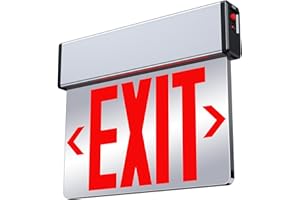 SITISFI Red Led Edge Lit Exit Sign UL Listed, Brushed Aluminum Housing Double-Sides Mirrored Acrylic Emergency Exit Signs with Battery Backup, AC 120-347V Hardwired Exit Lights, Top/Side/Wall Mount (1 Pack)