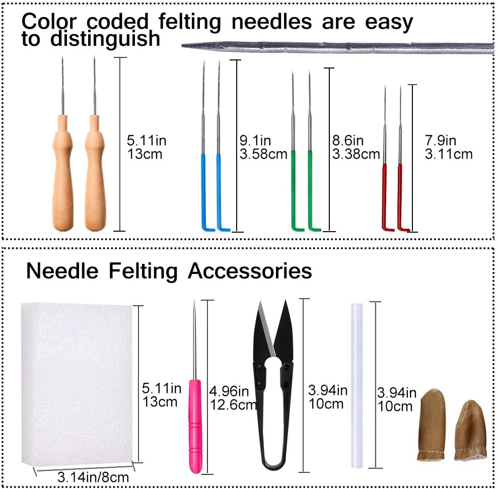 Qzma Needle Felting Kit, Needle Felting Kits for Beginners 24 Colors Wool Roving - Image 3