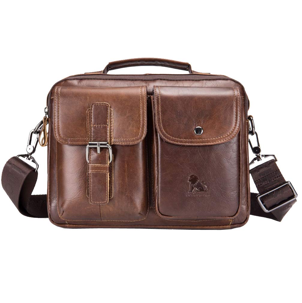 Xieben Vintage Leather Shoulder Messenger Bag Handbag for Men Travel Business Crossbody Pack Daypack Wallet Phone Pouch Purse Hand Bag Brown