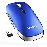 LeadsaiL Wireless Computer Mouse, 2.4G Portable Slim USB Mouse, Silent Click Laptop Mouse with 2 AAA Batteries 3 Adjustable L