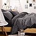 PURE ERA Jersey Knit Duvet Cover Set 100% T-Shirt Heather Cotton Super Soft Comfy Classic Striped Design, with Zipper Closure, Charcoal Dark Grey Stripe, King