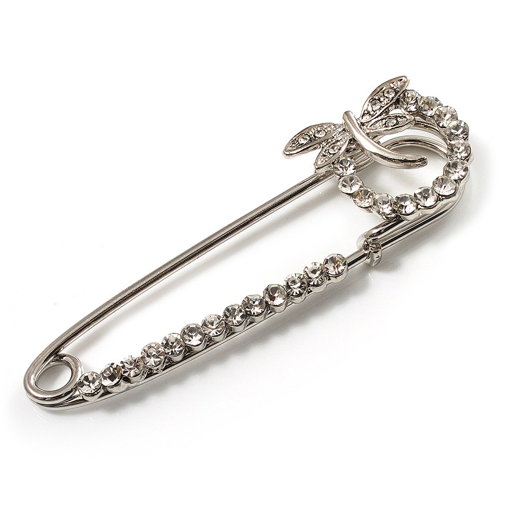Silver Plated Crystal Butterfly Pin Brooch