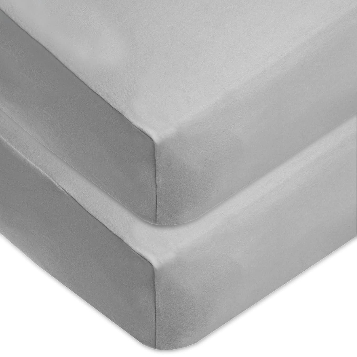 Dudu N Girlie Crib Sheets 40x90cm Fully Fitted – 90 x 40 Crib Sheets 2 Pack Cotton - Hpoallergenic Baby Pram Sheets Bedding Elasticated Breathable Easy Care (Pack of 2, Grey)