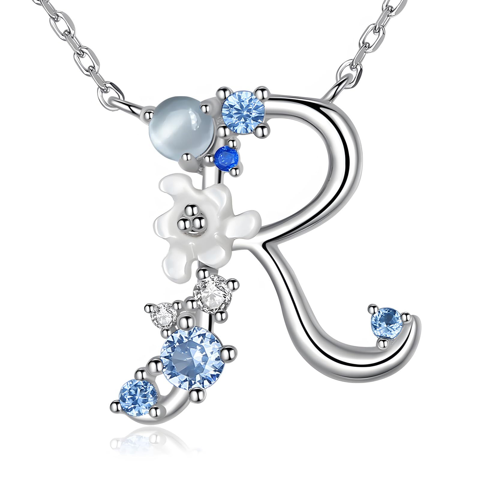 VIKI LYNN Letter R Initial Necklace 925 Sterling Silver Cubic Zirconia Personalised Gifts for Girls — image 1