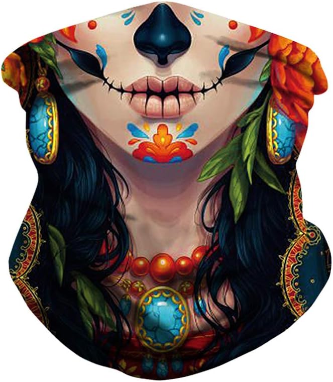 ENLACHIC Skull Rave Bandana Face Mask Neck Gaiter Scarf Balaclava for Men Women Dust Wind Sun Protection