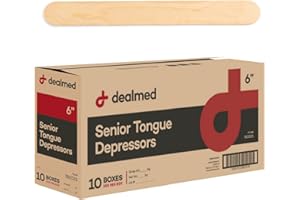 Dealmed Tongue Depressors - 6" Non-Sterile Wood, Senior, Medical Grade, 5000 Count
