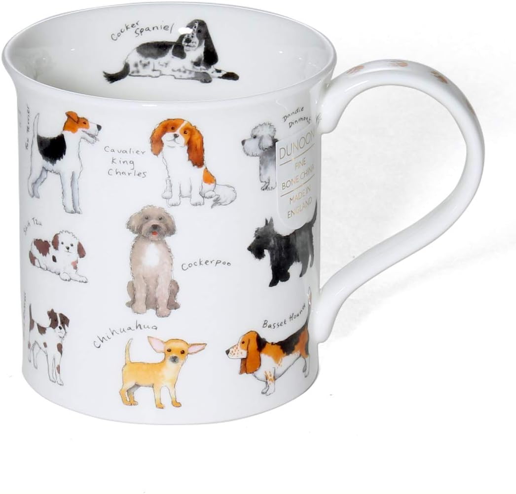 Dunoon Fine Bone China Bute Shape Animal Breeds Mug - Made in England (Dogs), Multicolor