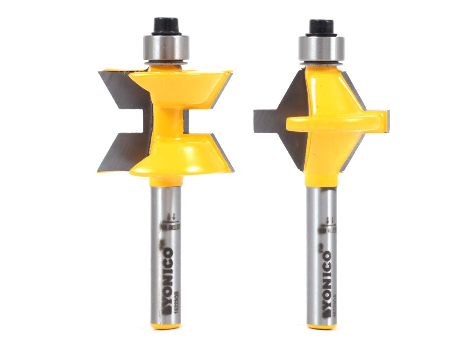 Yonico 15223q Small 2 Bit Tongue and Groove Edge Banding Router Bit Set 1/4-Inch Shank