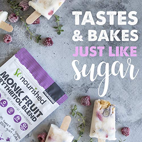 Powdered Monk Fruit Sweetener with Erythritol Confectioners (2.5 lb / 40 oz) Perfect for Diabetics & Low Carb Dieters - 1:1 Sugar Replacement - No Calorie Sweetener, Non-GMO, Natural Sugar Substitute
