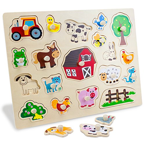 Professor Poplar's Jumbo Barnyard Helpers Peg Puzzle (19pcs.) by