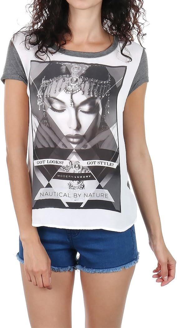 NYLON APPAREL Women's Boutique Quality Premium Graphic Tops and Dresses (MEDIUM, NT156 GREY)