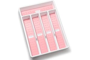 Joequality Silverware Organizer with Icons，Plastic Cutlery silverware Tray for Drawer，Utensil Flatware Tableware Organizer fo