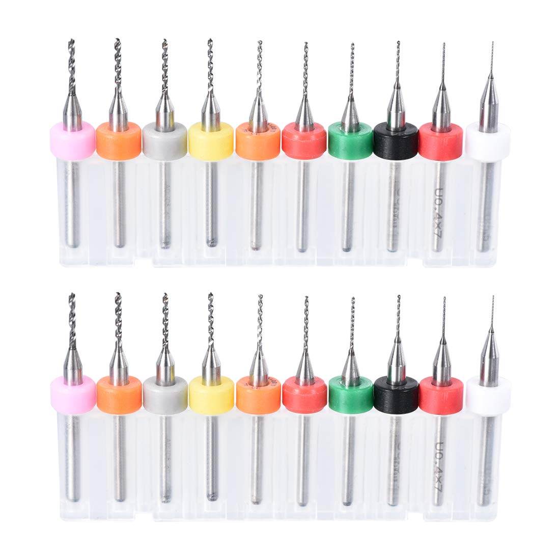 sourcing map PCB Drill Bits 0.3mm-1.2mm Tungsten Carbide Rotary Tool Jewelry CNC Engraving Print Circuit Board Micro Drill Bits 1/8 Inch Shank 2 Set (20 Pcs)