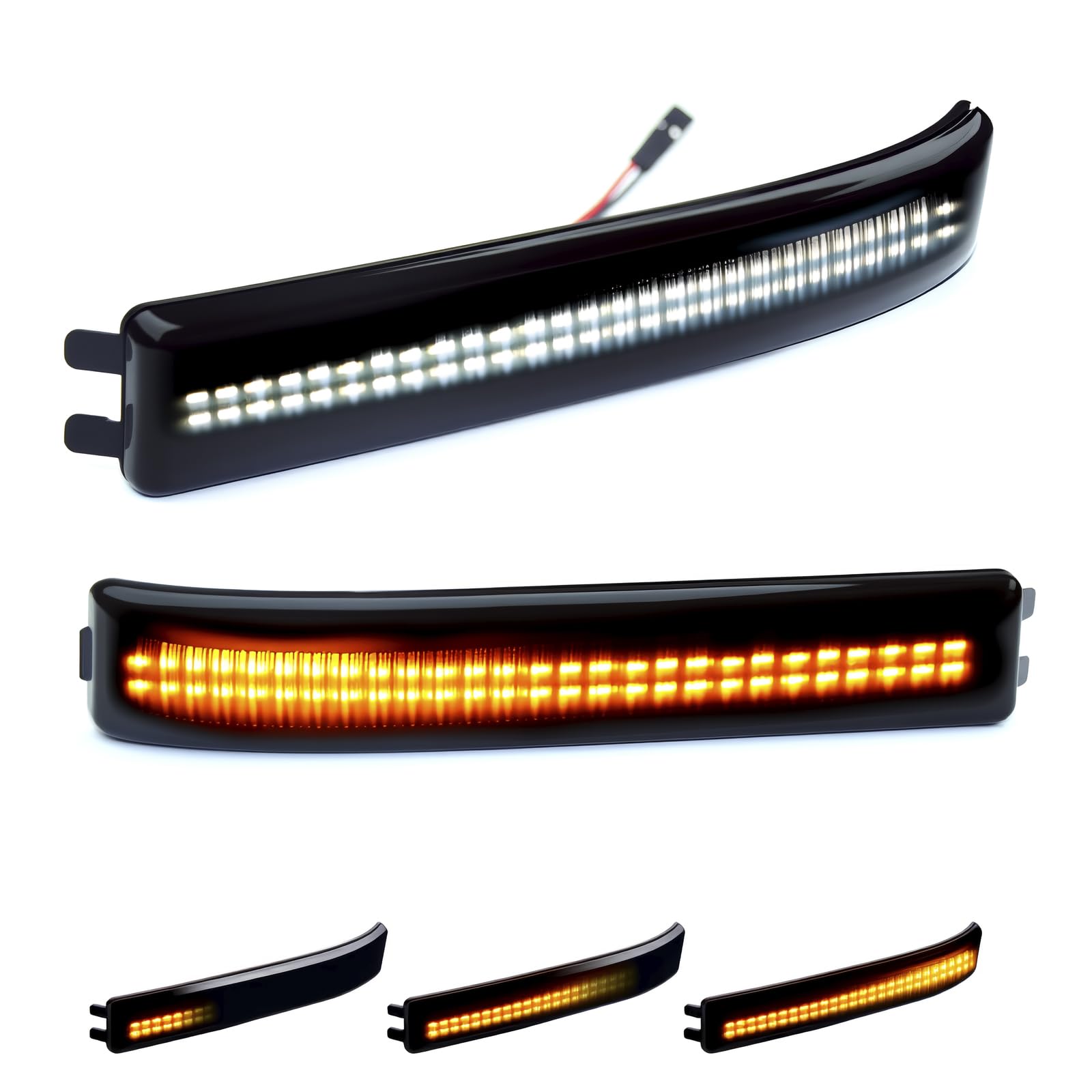 Photo 1 of D-Lumina Sequential Switchback Side Mirror Reflector Turn Signal Lights Smoked Lens Compatible with 2009-2014 Fo-rd F150 and Raptor SVT, LED Mirror Marker Light White & Amber