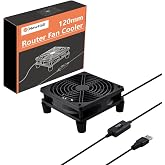 NewHail Quiet 120mm Router Fan Cooler with L/M/H 3-Degree Speed Controller, DC 5V USB Powered Cooling Case Fan for Router Modem Receiver DVR PlayStation TV Box