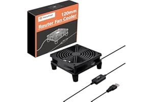 NewHail Quiet 120mm Router Fan Cooler with L/M/H 3-Degree Speed Controller, DC 5V USB Powered Cooling Case Fan for Router Modem Receiver DVR PlayStation TV Box