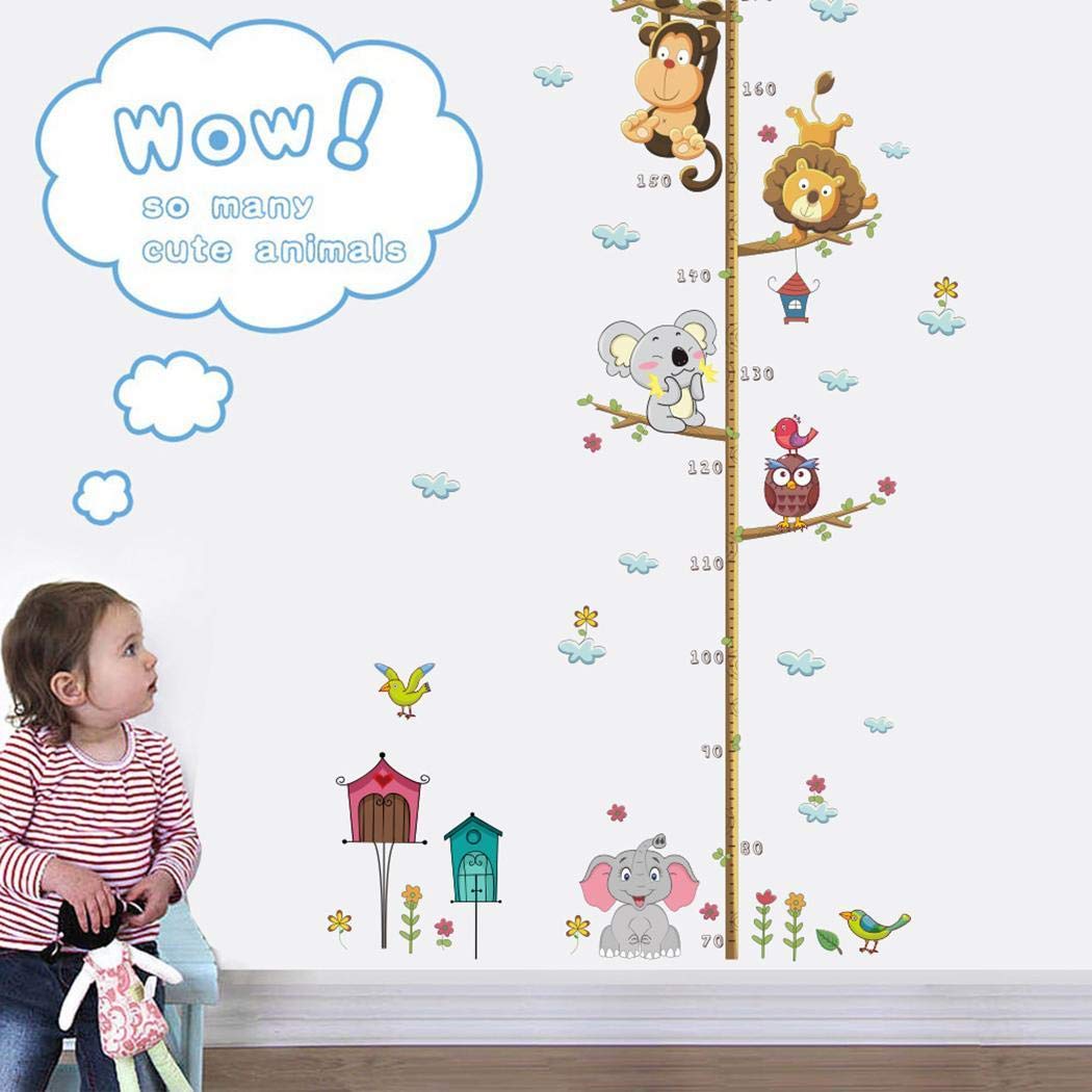 Kirken Cute Cartoon Self-Adhesive Children Height Sticker Kids Wall Sticker Wall Decals Bedroom Living Room Decoration