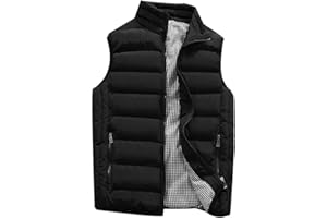 SSDXY Men's Padded Cotton Blend Autumn Winter Warm Vest Coat Tops Jacket Casual Loose Sleeveless Solid Slim Warm Outwear