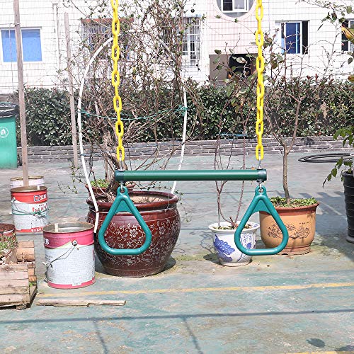 18" Trapeze Swing Bar Rings - 48" Heavy Duty Plastic Coated Chains - Swing Set Accessories with 2 Locking Carabiners