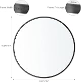 Warmiehomy Round Wall Mounted Mirror 40 cm Black Aluminum Frame view 2