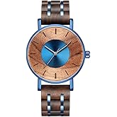 WASTIME Wooden Watch for Men Women, Stylish Chronograph Military Casual Calendar Wood Watches