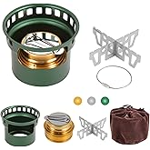 HUANSHA 2 In 1 Mini Alcohol Stove For Camping, Portable Alcohol Burner With Stainless Steel Cross Stand, Storage Bag, Lightwe