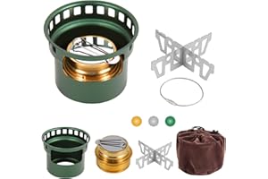 HUANSHA 2 In 1 Mini Alcohol Stove For Camping, Portable Alcohol Burner With Stainless Steel Cross Stand, Storage Bag, Lightwe