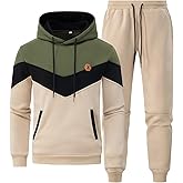Hzyouke Mens Hoodie Tracksuit Set 2 Pieces Athletic Fleece Hooded Sweatsuit Casual Outfit Sweatshirt and Joggers Set