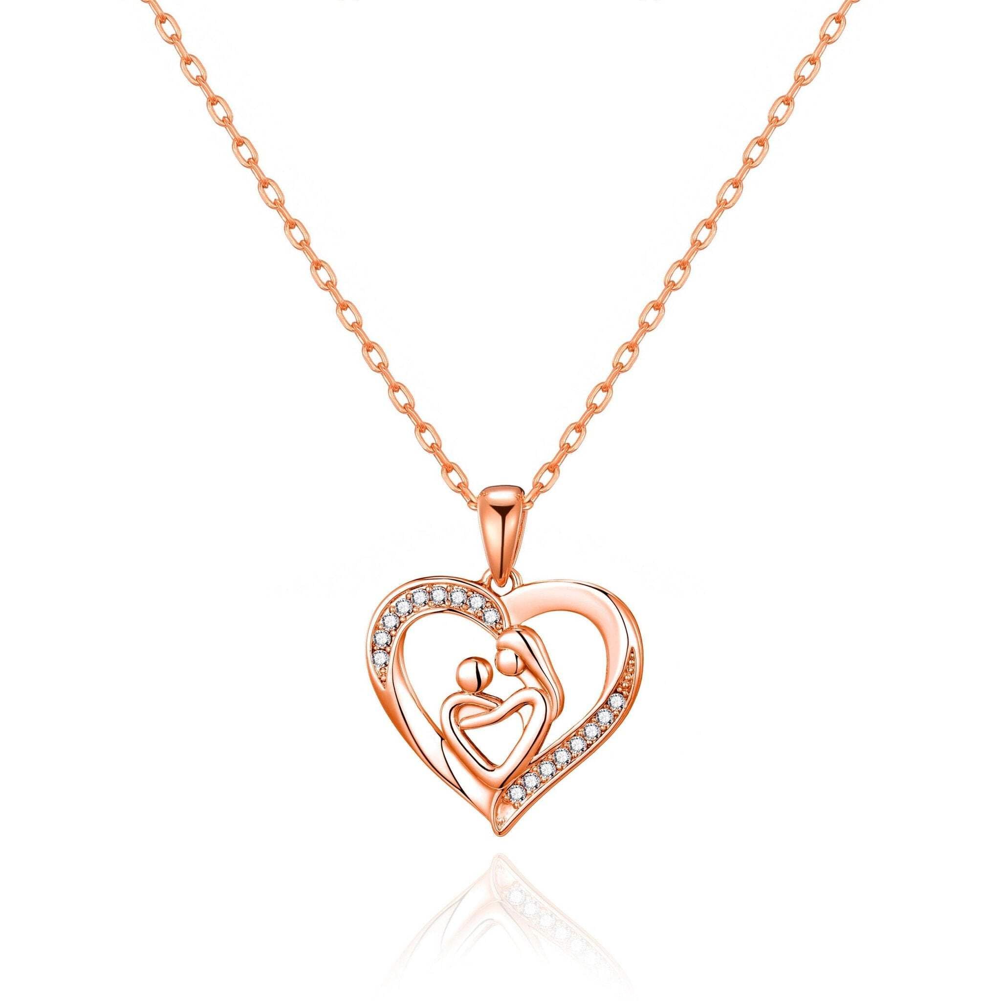 Philip Jones Rose Gold Plated Mother and Child Necklace Created with Zircondia® Crystals