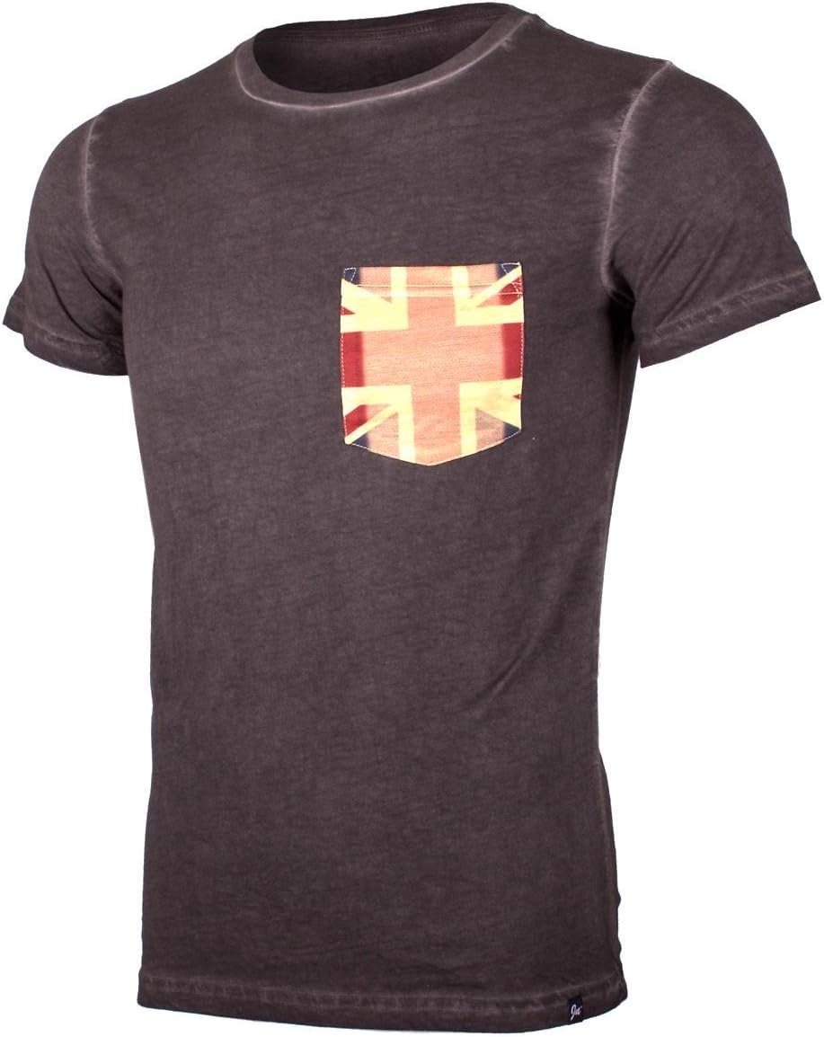 G Zap Men's British-Flag Graphic Pocket Heather Knit Tee Shirt