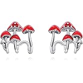 Mushroom Stud Earrings 925 Sterling Silver Mushroom Earrings Birthday Jewelry for Women Mom