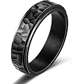 LYTTMAB Hammered Spinner Ring, Fidget Ring for Men, Anxiety Ring for Women, Hammered Ring