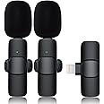 Zooblu Wireless Lavalier Lapel Microphone for iPhone iPad,Mini Recording Phone Mic for Live Stream,for Video Recording,Interview,TikTok,Facebook Live,YouTube,Auto-sync 2-in-1