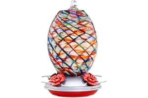 Muse Garden Hummingbird Feeders for Outdoors Hanging, Blown Glass Hummingbird Feeder, Hummingbird Gifts for Mom, Garden Backyard Decor, Unique Gifts Idea for Women, 27OZ, Fantasy Mermaid