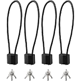 4 Pcs 15 Inch Cable Locks with Keys,Bike Locks,Heavy Duty Wire Lock Cable | bike lock，cable locks with keys（different）for Indoor Outdoor Bike Bicycle Helmet Cabinet Fence Gate Lock(Black)