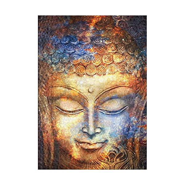 Ulmer Puzzleschmiede - Puzzle Buddha - klassisches 1000 Teile Puzzle - Made in Germany - Buddha-Kopf als Aquarell-Gemälde, Buddhismus-Motiv als Puzzle – Bild 3