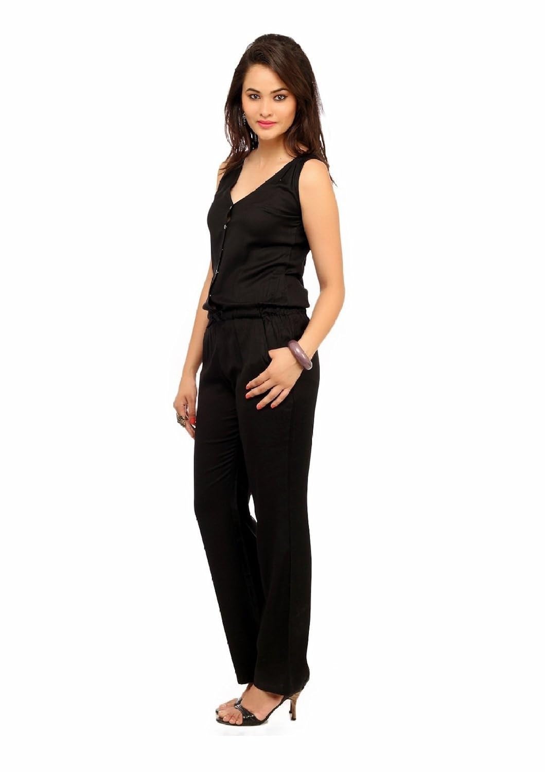 cottinfab two pockets black jumpsuit
